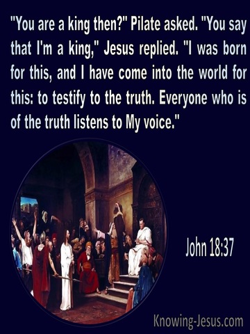 John 18:37 Are You A King. Jesus Replied To This I Was Born And Fot This Have Come Into The World (navy)